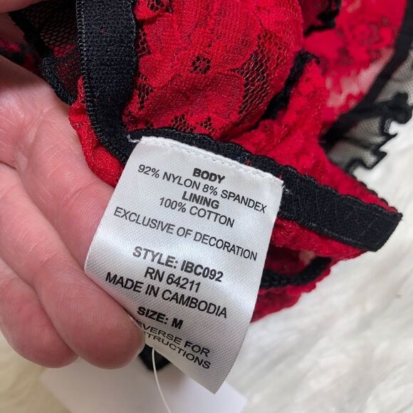 NWT Linea Donatella Intimates Camidoll & Thong Red w/ Black Lace Trim - Picture 13 of 15